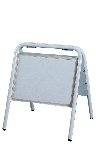 Stabiler A3 Stahl Kundenstopper Weiß mit robuster Rückwand