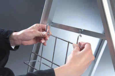 Kundenstopper A1 mit Klapprahmen und Drahtkorb für Flyer und Werbung
