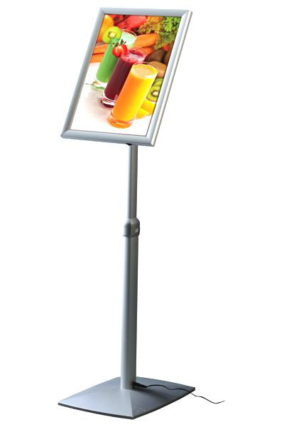 Flexibler LED-Infoständer für Hoch- und Querformat mit stabilem Aluminiumrahmen