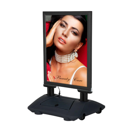 Doppelseitiger LED Kundenstopper A1 mit Wasserfuß und LED-Beleuchtung für Gastronomie und Einzelhandel