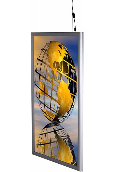 LED Leuchtrahmen doppelseitig aus Aluminium in Seitenansicht