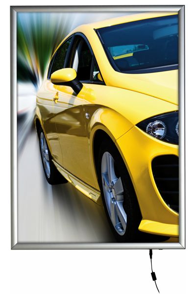 Einseitiger LED Posterrahmen mit 25 mm Alu-Klapprahmen, energiesparend und ultraflach für Innenräume