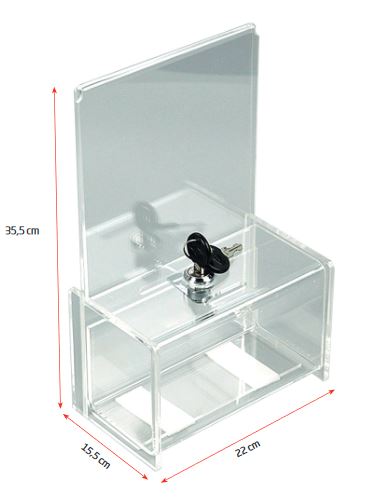 Maße der Tip & Spendenbox mit Display A5 – Acryl, abschließbar