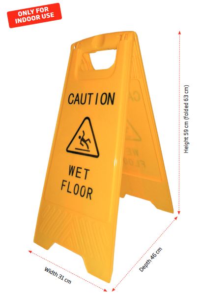 Abmessungen des Warnschilds Caution Wet Floor 31 x 59 x 46 cm