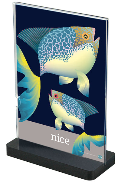 Menühalter Black Bottom Acryl Tischaufsteller mit schwarzem Fuß für Gastronomie