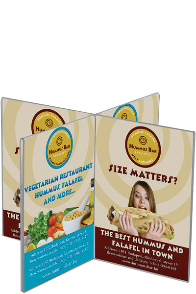 Menühalter Cross aus Acryl für 8x A5 oder A6 Drucke in Kreuzform