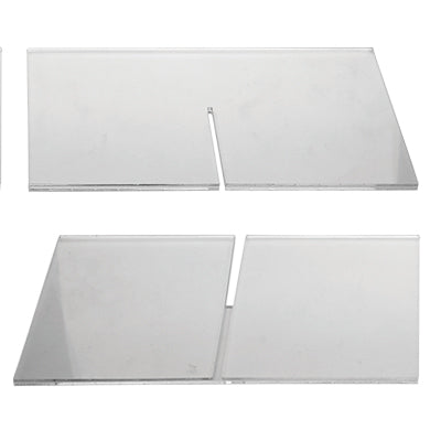 Zerlegte Acrylplatten des Cross Menühalters für einfachen Aufbau