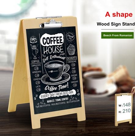 Holz Menühalter A5 mit Klammer für Gastronomie & Hotellerie und Bäckereien