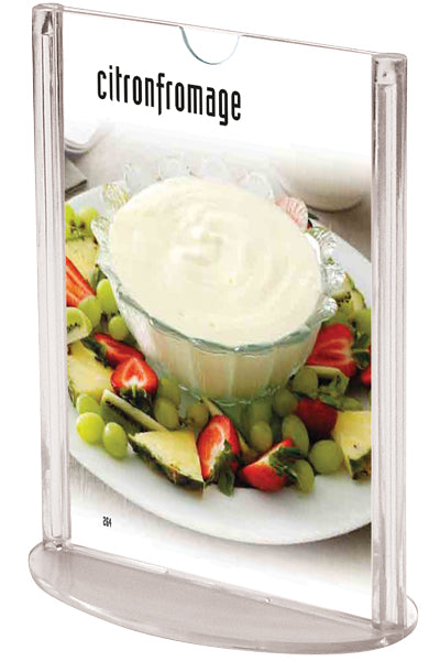 Menühalter Oval Leaflet Acryl A5 doppelseitig für Gastronomie