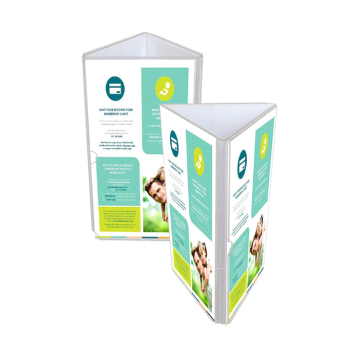 Menühalter-Tischaufsteller Triangle mit 3 M65-Einlegern