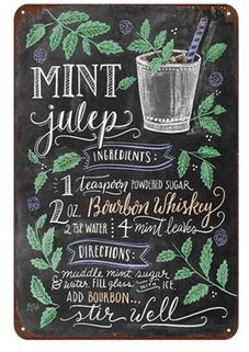 Mint Julep Cocktail Rezept Deko-Wandschild