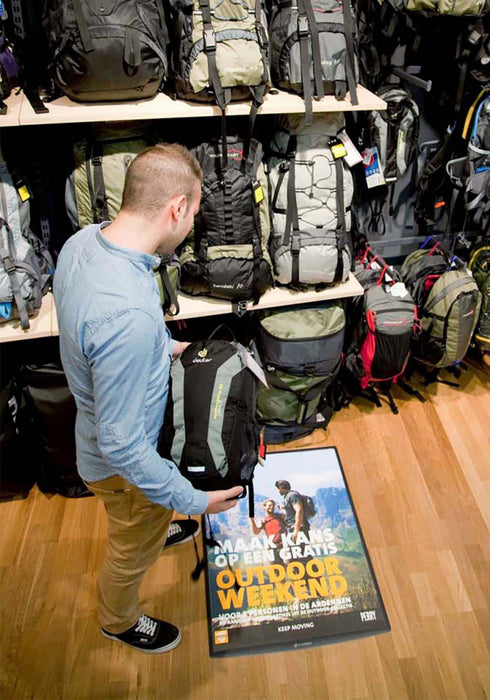 Werbematte A3 mit kratzfester Oberfläche und rutschfestem Boden für Einzelhandel