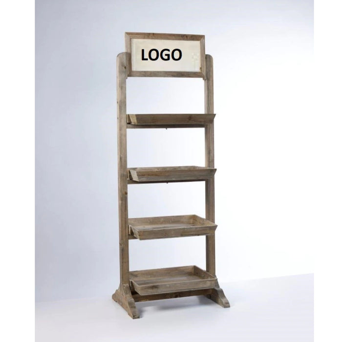 Verkaufsständer aus Holz 158 cm hoch mit Ablagen