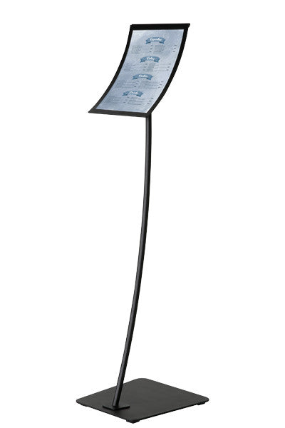 Info- und Menü-Ständer Curved – schwarzer Magnetrahmen A4