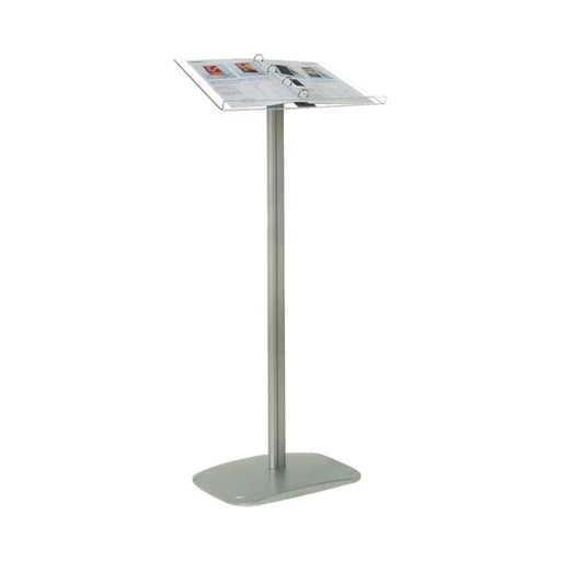 Speisekartenständer Gastro aus Aluminium mit Acrylablage und Ringmechanik für A4 Menükarten