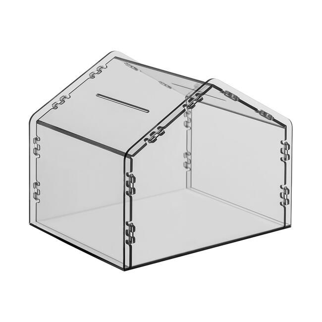 Spendenbox Casa – transparente Trinkgeldbox in Hausform aus Polycarbonat