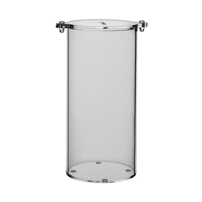 Spendenbox Zylinder Acryl leer – transparente Sammelbox, ideal zum Spendensammeln in Fußgängerzonnen oder auf Märkten, auch als Trnkgeldbox geeignet