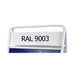 Wetterfester Aufsteller für outdoor mit Logoplatte und entspiegelter Schutzfolie in der Farbe Weiß, RAL 9003