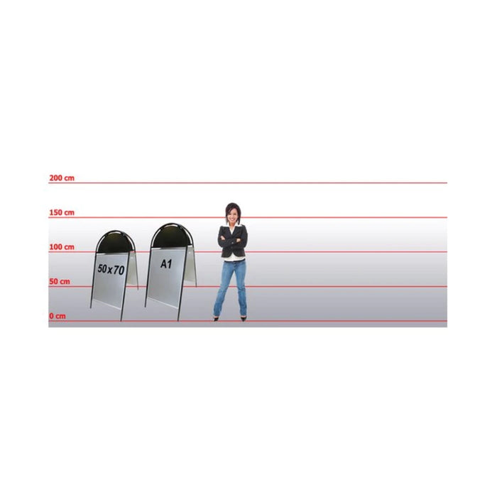 Straßenständer "Gotik Budget" mit Logoplatte, wetterfester Aufsteller A1 und 50x70, mit entspiegelter Schutzfolie