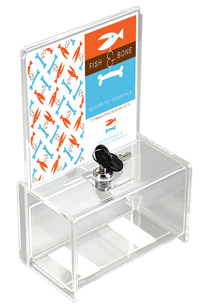 Tip & Spendenbox aus Acryl mit Display A5 und Schloss