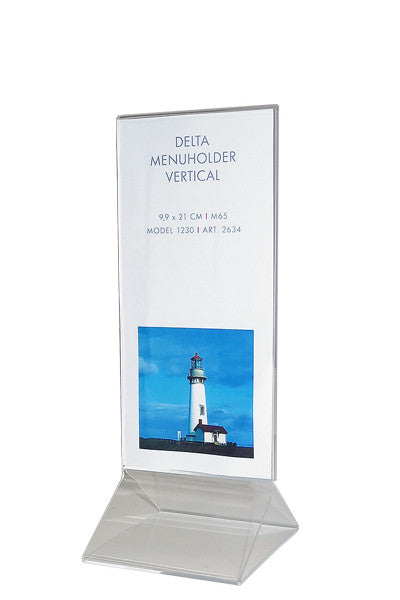 Tischaufsteller Delta Acryl für Flyer und Infoblätter im Büro oder kasse