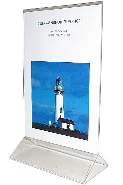 Tischaufsteller Delta Acryl für Flyer und Infoblätter im Büro, Messe oder am Schalter - A4