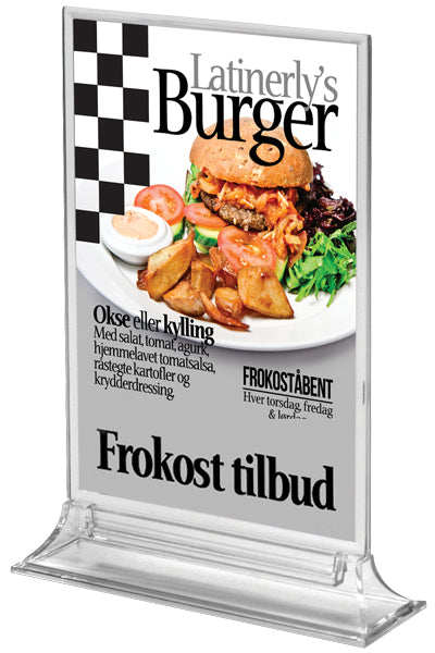 Upright Leaflet doppelseitiger Acryl Menühalter für Gastronomie