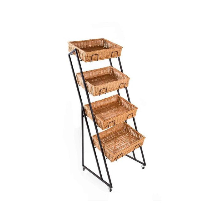 Verkaufsständer mit 4 Körben aus Weide für Obst und Gemüse