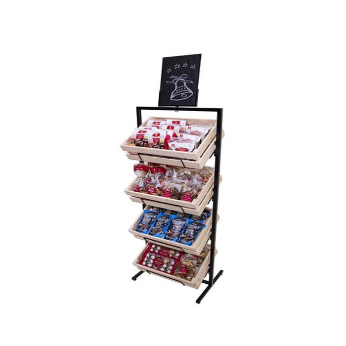 Verkaufsständer mit Holzboxen – Regal für Obst, Gemüse & Kioskartikel