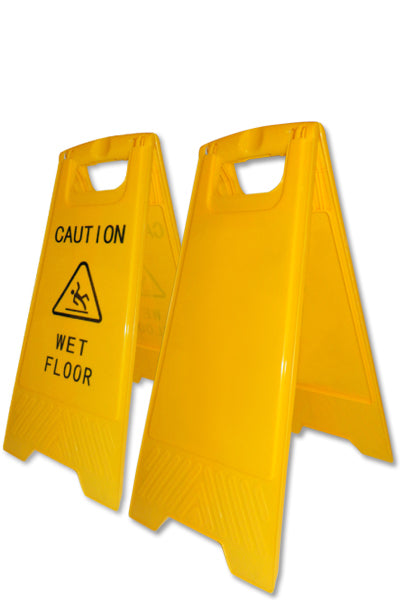 Klappbares Warnschild Caution Wet Floor für Innenräume aus robustem Kunststoff