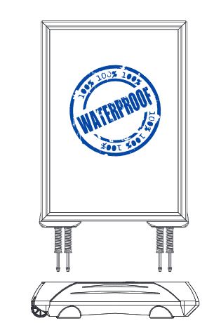 Windfester Kundenstopper mit wasserdichter APET Frontplatte und 40 mm Aluminium Klapprahmen