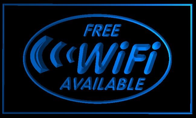 LED Schild "Free Wifi Available"