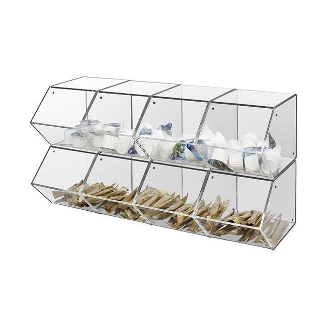 Mehrere Candy Boxen Acryl magnetisch gestapelt – modulare Verkaufsschütten für Gastronomie und Handel