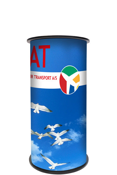 Runde mobile Messetheke Circle Counter aus Kunststoff