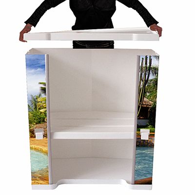 messetheke mit tragetasche und komponenten