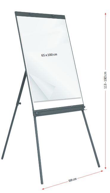 Flipchart Stable mit 65 x 100 cm Schreibfläche und höhenverstellbarem Aluminiumgestell