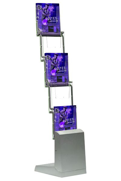 Prospektständer Fold Up aus Aluminium mit Acrylfächern – Frontansicht