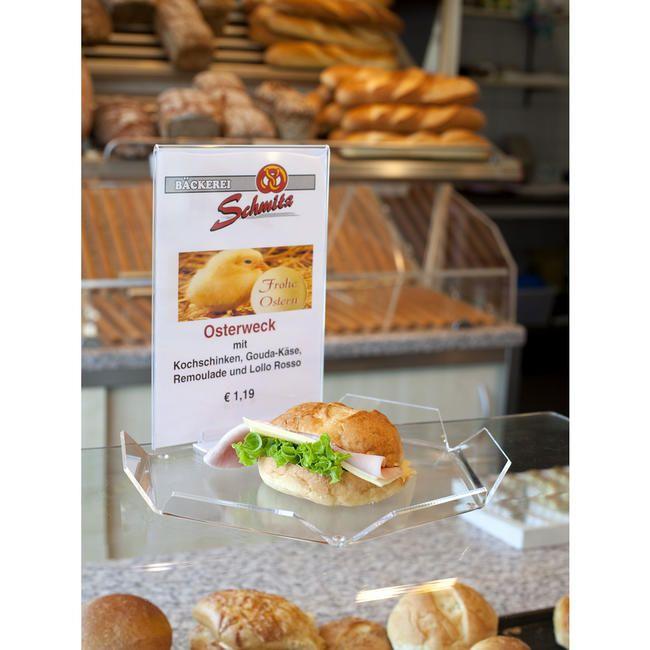 Transparentes Food Display Sample Tablett A5 aus Acryl