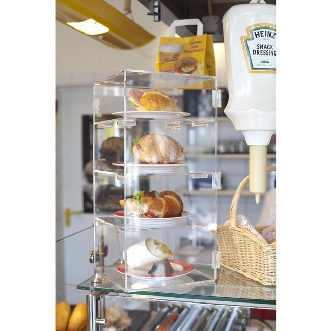 Food-Theken-Vitrine aus Acryl mit 3 Böden für Snacks und Backwaren