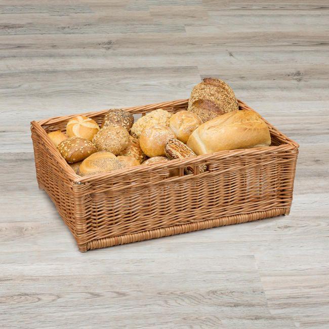 Großer Weidenkorb für Brot, Brötchen und Backwaren zur professionellen Präsentation auf Verkaufstheken