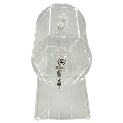 Drehbare transparente Lostrommel für Gewinnspiele und Spendenaktionen