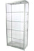 Glasvitrine Duo Tower ohne Schrank in Silber mit 4 Glasablagen, Ansicht von schräg vorn
