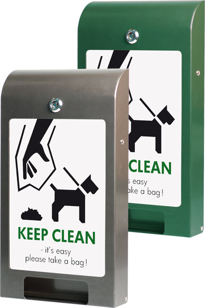 Hundekotbeutelspender für Wandmontage in grün und grau für öffentliche Hundestationen
