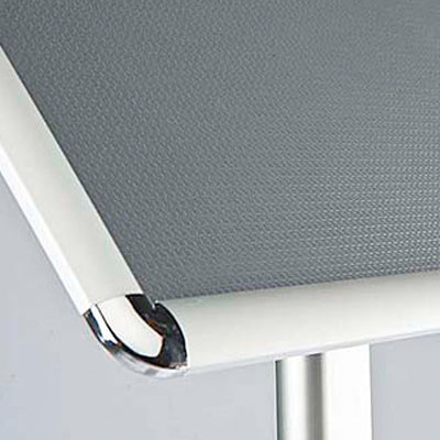 Detailaufnahme Klapprahmen Plakatständer Aluminium für schnellen Motivwechsel