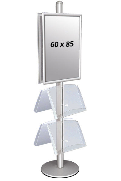 Doppelseitiger Infoständer A1 - 60 x 85 cm mit 4x A3 Prospektregal aus Acryl