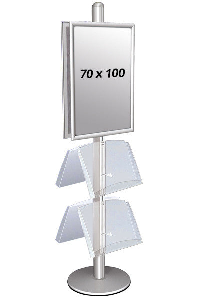 Doppelseitiger Infoständer 70 x 100 cm mit 4x A3 Prospektregal aus Acryl