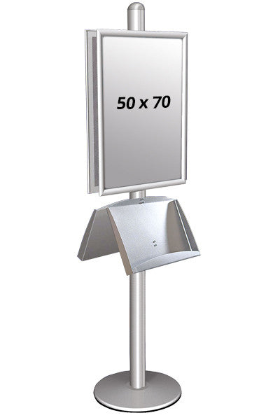 Infoständer doppelseitig Format 50 x 70 cm mit Prospektablage aus Aluminium
