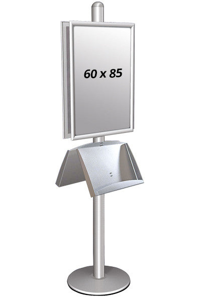 Infoständer doppelseitig Format 60 x 85 cm mit Flyerablage aus Aluminium