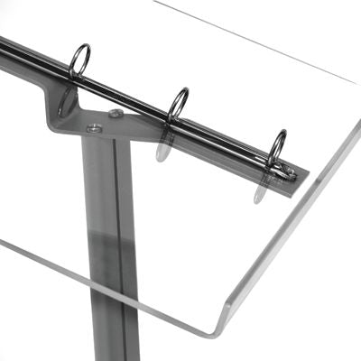 Detailaufnahme der Ringmechanik des Infoständers Easy aus Acryl