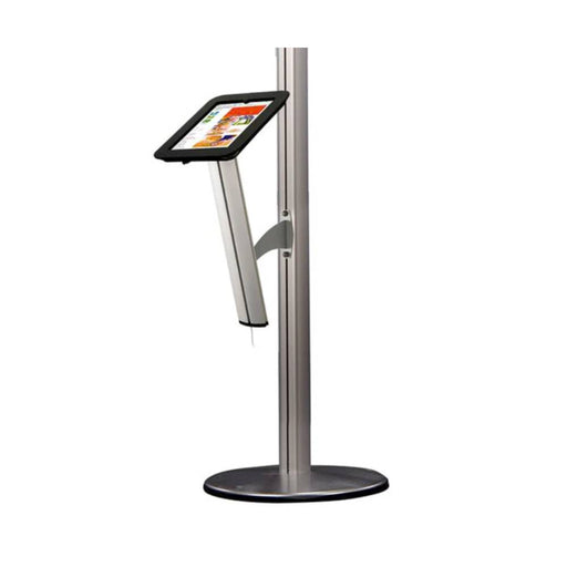 iPad Air-Halterung aus Aluminium am Multi-System Infoständer Frontansicht